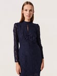 Soaked In Luxury Wela Long Sleeve Lace Midi Dress, Night Sky