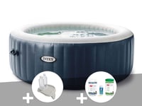 Kit spa gonflable Intex PureSpa Blue Navy rond Bulles 6 places + Porte-verre + Kit traitement brome