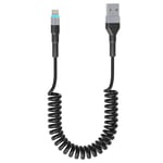 Cable Iphone Spiralé Usb A À Câble Lightning, Certifié Apple Carplay Et Mfi, Cordon De Chargeur Iphone Court Rétractable Avec Transmission De Données Et Led Pour Iphone/Pad/Pod[X229]