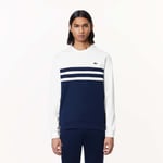 Lacoste Mens Sportsuit Ripstop Tennis Sweatshirt in White Navy - Blue & White Cotton - Size X-Large