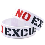 HSJ 2Pcs No Excuse Inspirational Bracelet without Any Excuses. Soft Silicone Bracelet. 1 Inch Bracelet. Perfectly Inspire Fitness, Basketball, Exercise To Find, Exercise And Tasks,White