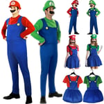 Super Mario-dräkt Maskeraddräkt Barn Maskeraddräkt + Hattset Men-Red M