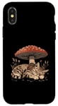 Coque pour iPhone X/XS Mignon chat tigré gris Cottagecore Champignon Esthétique