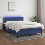 Sommier � lattes de lit avec matelas LED Bleu 140x190 cm Tissu