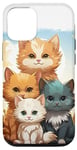 Coque pour iPhone 14 Mignon anime chat photo de famille sur rocher ensoleillé jour portrait