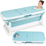 Baignoire adulte Baignoire mobile pliable Adultes Spa Sauna Mobile Bathtub avec couvercle Bleu 128cm - Tolletour