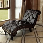 The Living Store - Chaise longue Marron Similicuir