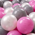 KiddyMoon 300 ∅ 7Cm Balles Colorées Plastique pour Piscine Enfant Bébé Fabriqué en EU, Perle/Gris/Rose