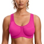 SYROKAN Women's Max Control Solid High Impact Plus Size Underwire Sports Bra for Large Breasts Hibiscus Purple 40F