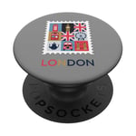 London Stamp with Iconic Landmarks - London Souvenir PopSockets Adhesive PopGrip