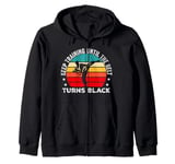 Keep Training Until The Belt Turns Black Retro Karate Zip Hoodie