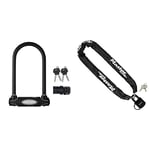 MASTER LOCK Antivol Vélo U [A Clé] [Support de Vélo Universel] [Antivol Certifié] & Chaîne Antivol Vélo avec Cadenas à Clé [Clé] - Idéal pour les Vélos, Vélos Electriques, VTT et autres, Noir, 90 cm