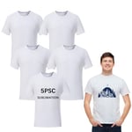 ORJ 5 Pieces Polyester Adult Tshirts for Sublimation White Blank Crew Neck Men Short Sleeve T-Shirt, Small, XXX-Small