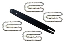 Épée 45 cm / 1,3 mm / 3/8" / 62 TG + 4 x chaîne pour tronçonneuse Scheppach C...