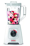 Tefal Blendforce Blender,2 Litre Plastic Jug,1.25 Litre Effective Capacity,600W,4 Removable Stainless Steel Blades,Smoothie Blender,Ice Crush,2 Speeds + Pulse Kitchen Blender,White,Milkshakes BL420140