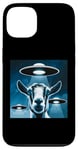 Coque pour iPhone 13 Costume de chèvre en peluche de chèvre pour enfants avec selfie avec ovnis