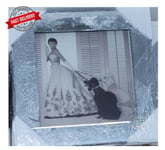 Audrey Hepburn 2 Poodle Dogs Liquid Art Picture With Crystals Mirror Frame