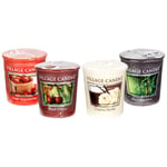 Village Candle Votives - Pack of Four - Fresh Strawberries - Black Cherry - Creamy Vanilla - Black Bamboo