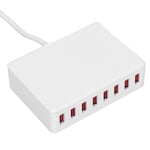 2,4A 50W 8-porttinen USB-laturi Kannettava USB-pöytäkoneen älykäs latausasema puhelimille tableteille