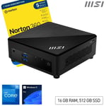 MSI CUBI 5 12M Intel Core i7 1255U 12th Gen MINI PC 16GB RAM 512GB SSD Win11 Pro