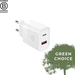 Ëssentials-laddare, 30W, USB-A & USB-C, vit