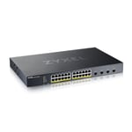 Zyxel Switch Ethernet Intelligent administrable, 24 Ports Gigabit, PoE+, Budget d’Alimentation de 375 W, 4 Slots SFP+ 10G et Mode Cloud Hybride [XGS1935-28HP]