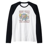 MTV Vintage Earth Day Music Heals The World Groovy Poster Raglan Baseball Tee