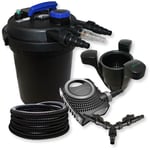 SunSun Kit complet: CPF-250 Filtre de bassin à pression jusqu'à 10000 l avec 11W lampe uv, NEO10000 SuperECO pompe 10000l/h 80W, 25m Tuyau 25 mm,