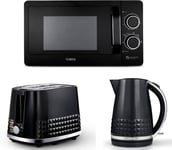 Tower Solitaire Black Kettle 2 Slice Toaster &T24042BLK 20L Manual Microwave Set