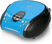 Radio Lecteur CD SCD-24 pour Enfant Chaîne Stéréo Prise Casque Aux in - Écran LCD - Batterie et Alimentation électrique - Bleu