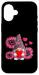 iPhone 16 Cute Pink Gnome Sunflower Valentines Day Case