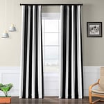 HPD Half Price Drapes BOCH-KC43-120 Rideau occultant à Rayures (1 Panneau), 50 x 120, auvent Noir et Blanc Brouillard