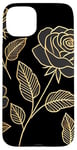 Coque pour iPhone 15 Plus Motif floral rose, style géométrique minimaliste