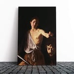 Big Box Art Canvas Print Wall Art Michelangelo Caravaggio David with The Head of Goliath | Mounted Stretched Box Frame Picture | Home Decor for Kitchen, Living Room, Bedroom, Multi-Colour, 20x14 Inch