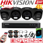 HIKVISION 8MP ColorVu CCTV Outdoor Camera 4K Security System 4CH DVR + 1TB Kit