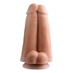 XR Tom Of Finland Two Cocks 1 Hole 9.25 Inch Dildo Dual Dicks Suction Cup Cock