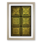 Big Box Art Golden Patterns Framed Wall Art Picture Print Ready to Hang, Oak A2 (62 x 45 cm)