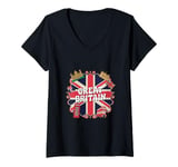 Womens United Kingdom Flag Great Britain Forever UK Flag Memes V-Neck T-Shirt