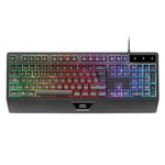 MARSGAMING MK124, Clavier Ergonomique H-Mech, Repose-Poignets Intégré, Éclairage FRGB Rainbow, Clavier Gaming Antighosting Avancé, Clavier PC Multiplateforme Complet, Langue Espagnol, Noir