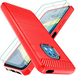 Osophter for Nokia XR20 Case With 2pcs Screen Protector Shock-Absorption Flexible TPU Rubber Protective Cell Phone Cover for Nokia XR20 (UK-Red)