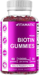 Vitamatic Biotin Gummies 10,000 mcg for Stronger Hair, Skin & Nails - 60 Vegan 