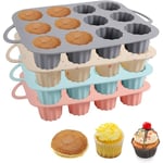 4 stycken muffinsformar i silikon, 12 koppar muffinsformar, cupcake-bakformar, non-stick muffinsplåt för muffinstårtor, cupcakes