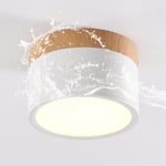 Plafonnier LED,spot en saillie décor bois,mini plafonnier,rond,blanc,blanc chaud 3000 K,12 W.