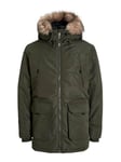 JACK & JONES Jjeconstruct Parka en Fausse Fourrure Sn, Colophane, S Homme