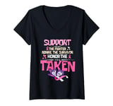 Womens Breast Cancer Support Admire Honor Breast Cancer Awareness V-Neck T-Shirt