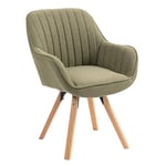 MEUBLE COSY Chaise Salle à Manger Scandinave Fauteuil Coiffeuse Siège Pivotant avec Accoudoirs pour Chambre Salon Cuisine Bureau, Rembourré en Tissu Pieds en Bois Massif, Vert, 60x58x83cm