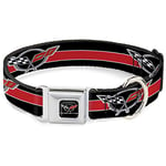 Collier pour Chien avec Boucle de Ceinture de sécurité Corvette C5 Logo rayé Noir, Blanc, Rouge, Gris Répétition 45,7 à 81,3 cm de Large