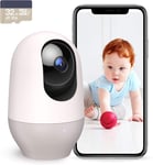 Caméra Surveillance avec Carte Micro SD 32 Go, 2K Caméra IP WiFi intérieure, 360°Pan/Tilt, Vision Nocturne, détection de Mouvement sonore, Audio bidirectionnel, Compatible avec Alexa