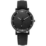 JZDH Women Montres Femmes Mode Montres en Cuir Bande Analogique Quartz Montre-Bracelet Lumineux Horloge Lumineuse Montre Femmes Robe Montres Décoratives Décoratives pour Femmes (Color : Black)