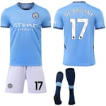 Manchester City Hemma Barn & Vuxen Fotbollströja Kit med Strumpor 2024-2025 No.17 DE BRUYNE No.17 DE BRUYNE XL